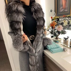 Women Canadian silver fox fur coat